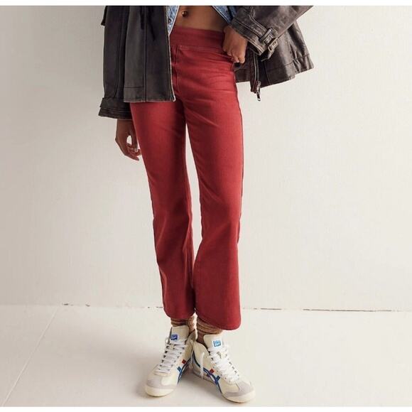 Free People Pants - Free People We The Free In My Feelings Mid Rise Crop Bootcut Maroon Jeans Sz:S